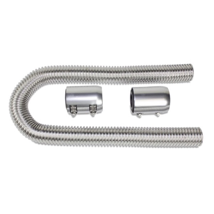 1964-1977 Chevy Chevelle Chrome 24 Inch Stainless Steel Radiator Hose Kit with Polished Aluminum Caps