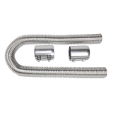 1962-1979 Chevy Nova Chrome 24 Inch Stainless Steel Radiator Hose Kit with Polished Aluminum Caps Image