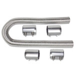 Chrome 48 Inch Stainless Steel Radiator Hose Kit with Polished Aluminum Caps Image