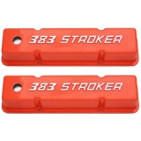 1978-1987 Chevy Grand Prix Small Block Tall Valve Covers, 383 Stroker Logo, Orange Image