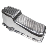 1967-2002 Camaro Small Block Finned Aluminum Oil Pan Drivers Side Dipstick Polished Image
