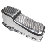 1978-1983 Malibu Small Block Finned Aluminum Oil Pan Drivers Side Dipstick Polished Image