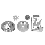 Chevy Small Block Double Groove Water Pump Pulley And Bracket Kit For Short Pump Image