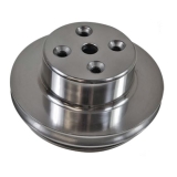 Chevy Big Block Satin Aluminum Water Pump Pulley Double Groove For Long Pump Image