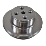 1969-1992 Camaro Big Block Satin Aluminum Water Pump Pulley Double Groove For Long Pump Image