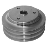 1969-1977 Chevy El Camino Small Block Crank Pulley Triple Groove Satin Aluminum For Long Pump Image