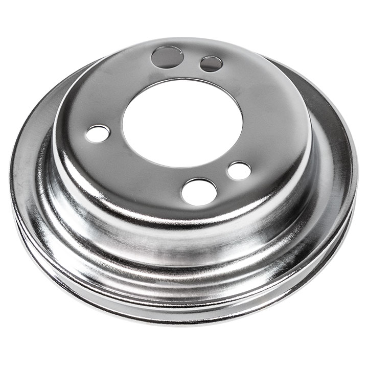 Chevy Big Block Crank Pulley Single Groove Chrome Plated Steel For Short Pump