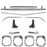 1968 El Camino Grille Kit Silver With Black Accents & Headlamp Bezels