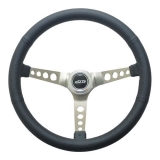 1978-1988 Cutlass GT Performance Retro Leather Model Steering Wheel Brushed Steel Spoke Holes Image