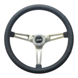 1967-2002 Camaro GT Performance Retro Leather Model Steering Wheel Brushed Steel Spoke Slots: 36-5445 Image