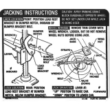 1969 Camaro Trunk Jacking Instructions Decal Non Super Sport Image