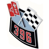 1967-1992 Camaro Big Block Die Cast Air Cleaner Decal, 396 Cross Flags Image