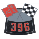 1962-1979 Nova Big Block Air Cleaner Decal, 396 Cross Flags Image