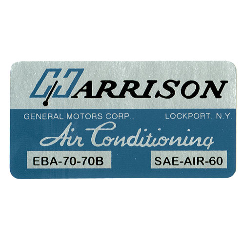 1967-1972 Camaro Harrison Air Conditioning Box Decal