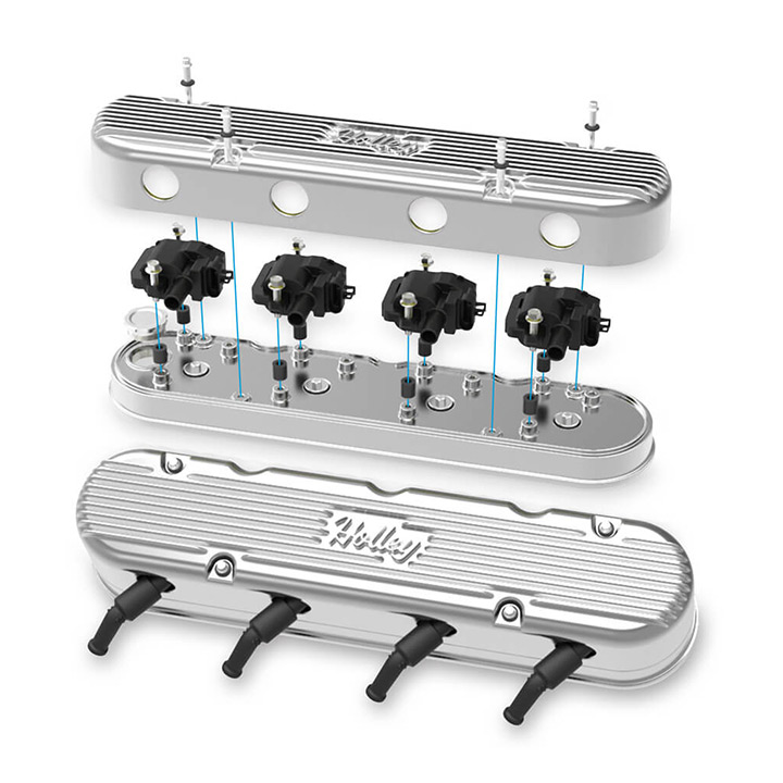 1964-1977 Chevelle Holley Vintage Series LS Valve Covers, Polished: 241-171