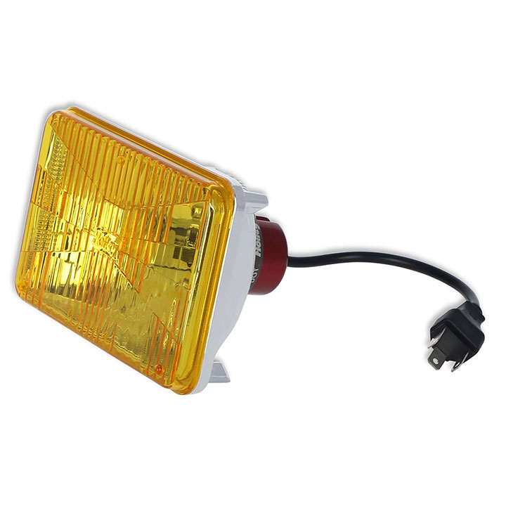 1982-1987 El Camino Holley RetroBright LED Headlight Yellow Lens 4 in. x 6 in. Rectangle, 5700K Bulb High Beam Only