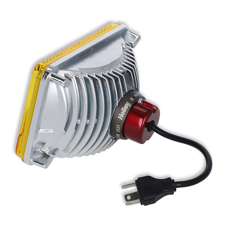 1982-1987 El Camino Holley RetroBright LED Headlight Yellow Lens 4 in. x 6 in. Rectangle, 5700K Bulb High Beam Only