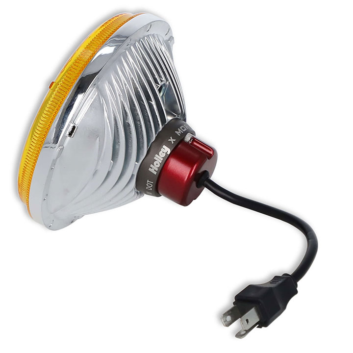 1964-1970 El Camino Holley RetroBright LED Headlight Yellow Lens 5.75 in. Round, 5700K Bulb High Beam Only