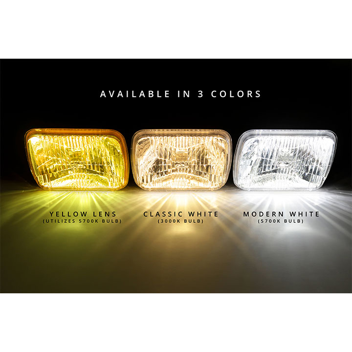 1978-1981 El Camino Holley RetroBright LED Headlight Yellow Lens 5 in. x 7 in. Rectangle, 5700K Bulb