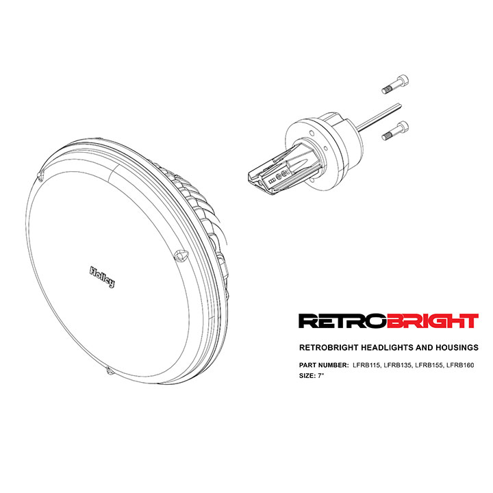 1967-1981 Camaro Holley RetroBright LED Headlight Modern White Lens  7 in. Round, 5700K Bulb