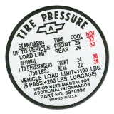 1967 El Camino Tire Pressure Decal Image