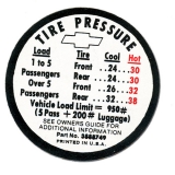 1966 Nova Tire Pressure Decal Image