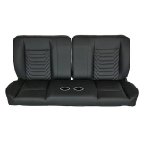 1964-1972 Chevelle Front Bench Seat, Black Vinyl Wide Black Inserts Black Stitch, With Cup Holders Image