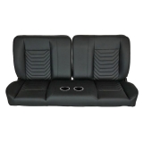 1970-1972 Monte Carlo Front Bench Seat, Black Vinyl Wide Black Inserts Black Stitch, With Cup Holders Image