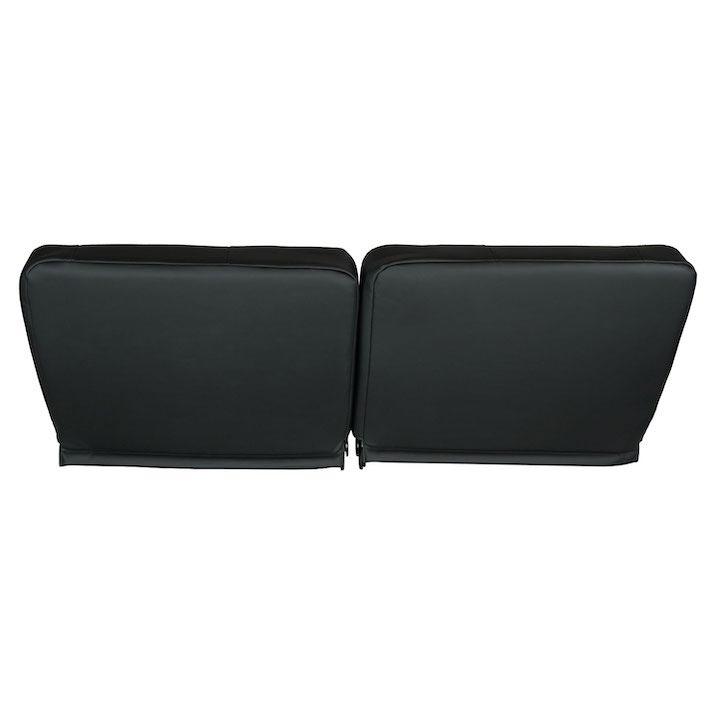 1964-1972 Chevelle Front Bench Seat, Black Vinyl Wide Black Inserts Black Stitch, With Cup Holders