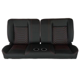 1970-1972 Monte Carlo Front Bench Seat, Black Vinyl Wide Black Inserts Red Stitch, With Cup Holders Image