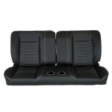 1970-1972 Monte Carlo Front Bench Seat, Black Vinyl Wide Black Inserts White Stitch, With Cup Holders Image