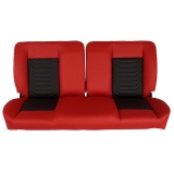 1964-1972 Chevelle Front Bench Seat, Red Vinyl Wide Black Inserts Red Stitch, No Cup Holders Image