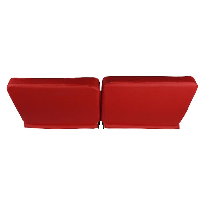 1964-1972 Chevelle Front Bench Seat, Red Vinyl Wide Black Inserts Red Stitch, No Cup Holders