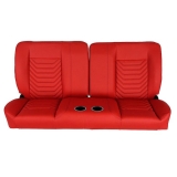 1964-1972 Chevelle Front Bench Seat, Red Vinyl Wide Red Inserts Black Stitch, With Cup Holders: RM-BA22X1C Image