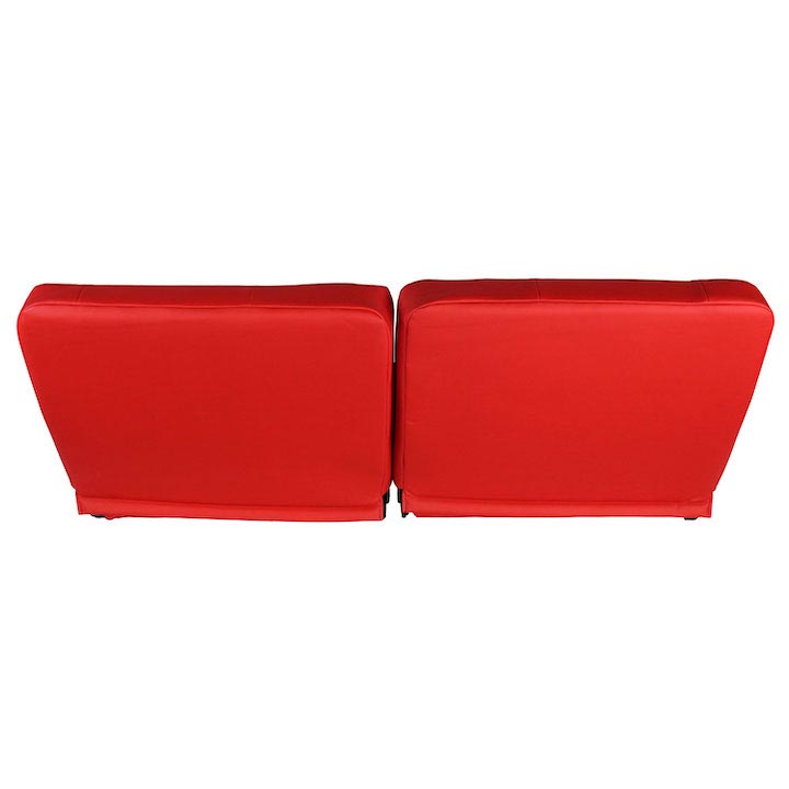 1964-1972 El Camino Front Bench Seat, Red Vinyl Wide Red Inserts Black Stitch, With Cup Holders