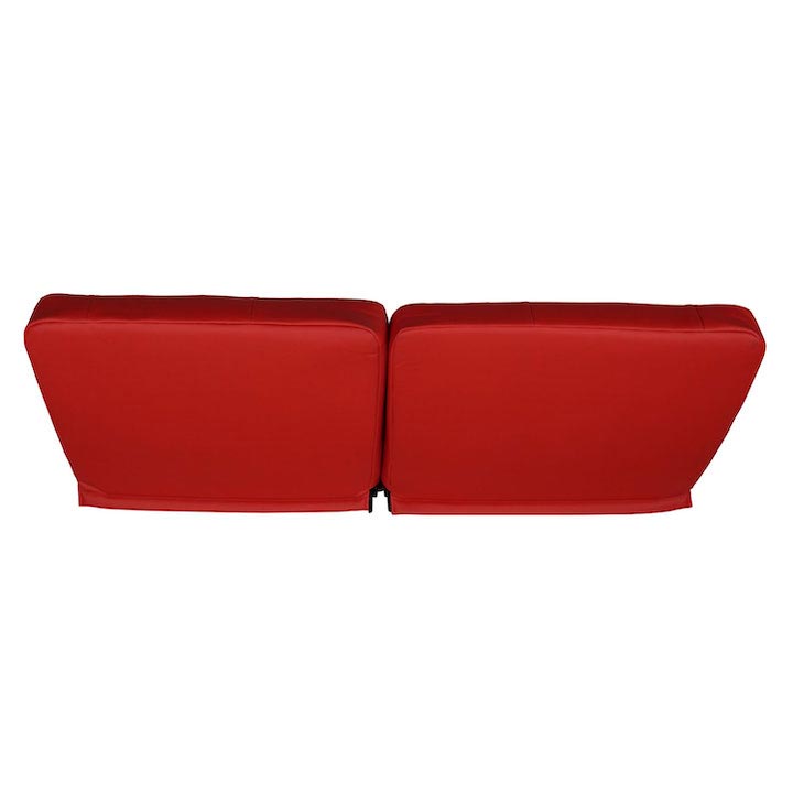 1964-1972 El Camino Front Bench Seat, Red Vinyl Wide Red Inserts Red Stitch, With Cup Holders: RM-BA22X2C