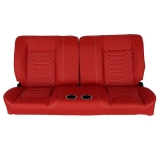 1970-1972 Monte Carlo Front Bench Seat, Red Vinyl Wide Red Inserts White Stitch, With Cup Holders Image