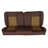 1964-1972 Chevelle Front Bench Seat, Brown Vinyl Camel & Beige Inserts Brown Stitch, With Cup Holders Image