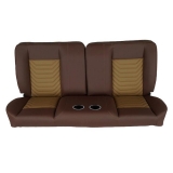 1970-1972 Monte Carlo Front Bench Seat, Brown Vinyl Camel & Beige Inserts Brown Stitch, With Cup Holders Image