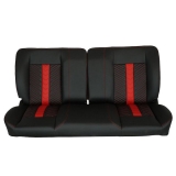 1970-1972 Monte Carlo Front Bench Seat, Black Vinyl Black & Red Inserts Red Stitch, No Cup Holders Image