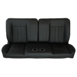 1964-1972 Chevelle Front Bench Seat, Black Vinyl Narrow Black Inserts Black Stitch, With Cup Holders: RM-BB11X1C Image