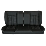 1964-1972 Chevelle Front Bench Seat, Black Vinyl Narrow Black Inserts White Stitch, No Cup Holders: RM-BB11X6X Image
