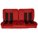 1964-1972 Chevelle Front Bench Seat, Red Vinyl Narrow Black & Red Inserts Red Stitch, With Cup Holders: RM-BB2122C Image