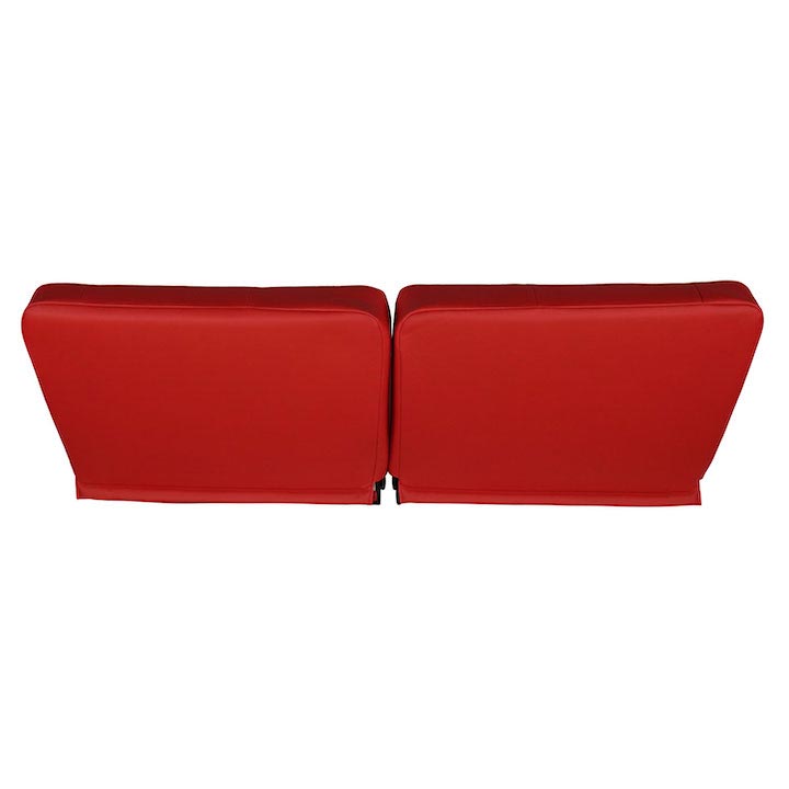 1970-1972 Monte Carlo Front Bench Seat, Red Vinyl Narrow Black & Red Inserts Red Stitch, No Cup Holders