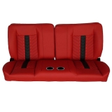 1970-1972 Monte Carlo Front Bench Seat, Red Vinyl Narrow Black & Red Inserts Black Stitch, With Cup Holders Image