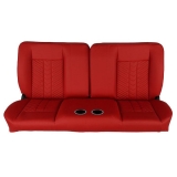 1964-1972 Chevelle Front Bench Seat, Red Vinyl Narrow Black Inserts Red Stitch, With Cup Holders: RM-BB22X2C Image