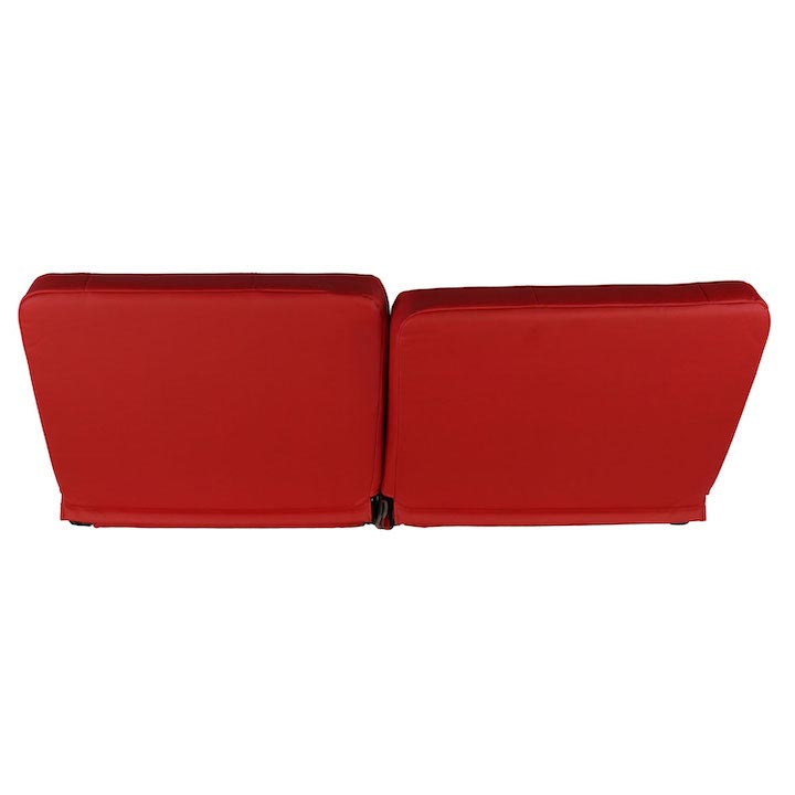 1970-1972 Monte Carlo Front Bench Seat, Red Vinyl Narrow Black Inserts Red Stitch, With Cup Holders: RM-BB22X2C