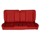 1964-1972 Chevelle Front Bench Seat, Red Vinyl Narrow Black Inserts White Stitch, With Cup Holders Image