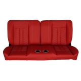 1970-1972 Monte Carlo Front Bench Seat, Red Vinyl Narrow Black Inserts White Stitch, With Cup Holders Image