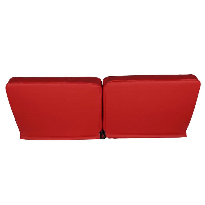 1964-1972 El Camino Front Bench Seat, Red Vinyl Narrow Black Inserts White Stitch, With Cup Holders